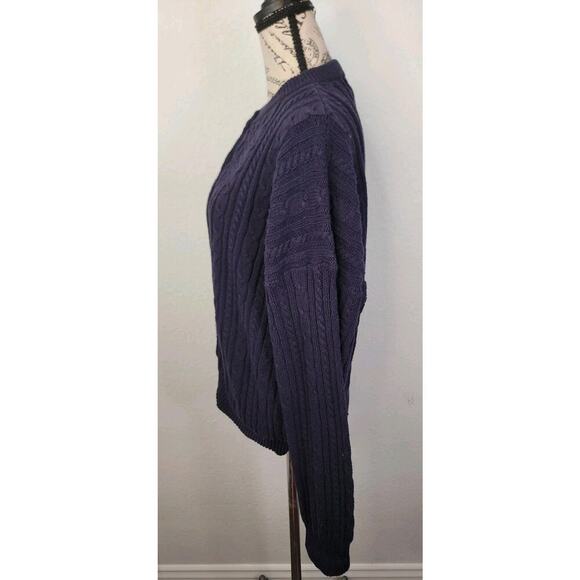 Vintage Shop Of Ireland Button Up Cardigan Sweater SizeLarge Cotton Cable Knit - Picture 4 of 9